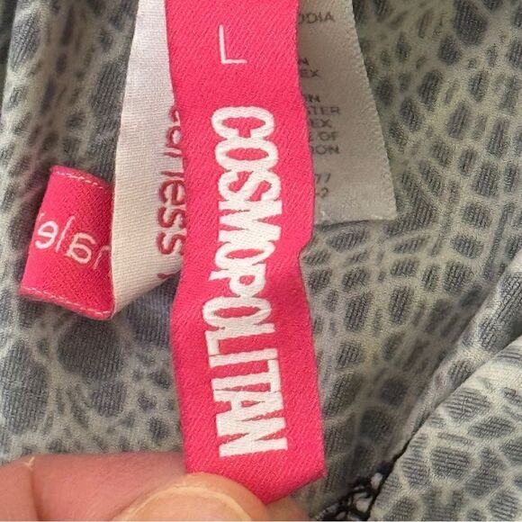 Cosmopolitan Nightie Slip Black and White Patterned With Blue Lace Size Large - Picture 15 of 16